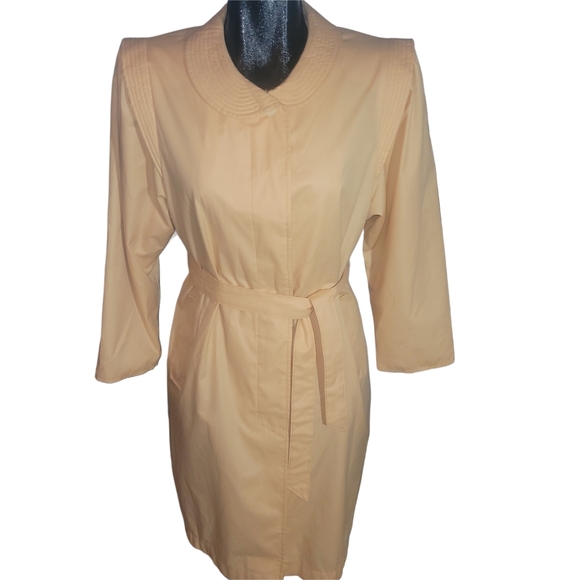 Vintage 80's Misty Harbour By Niccolini Pale Yellow Belted Trench Coat - Picture 1 of 8